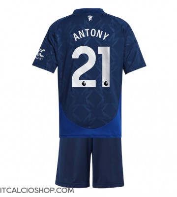Manchester United Antony #21 Seconda Maglia Bambino 2024-25 Manica Corta (+ Pantaloni corti)